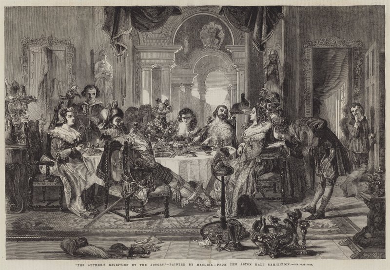 Kirjailijan vastaanotto näyttelijöiden toimesta tekijältä Daniel Maclise