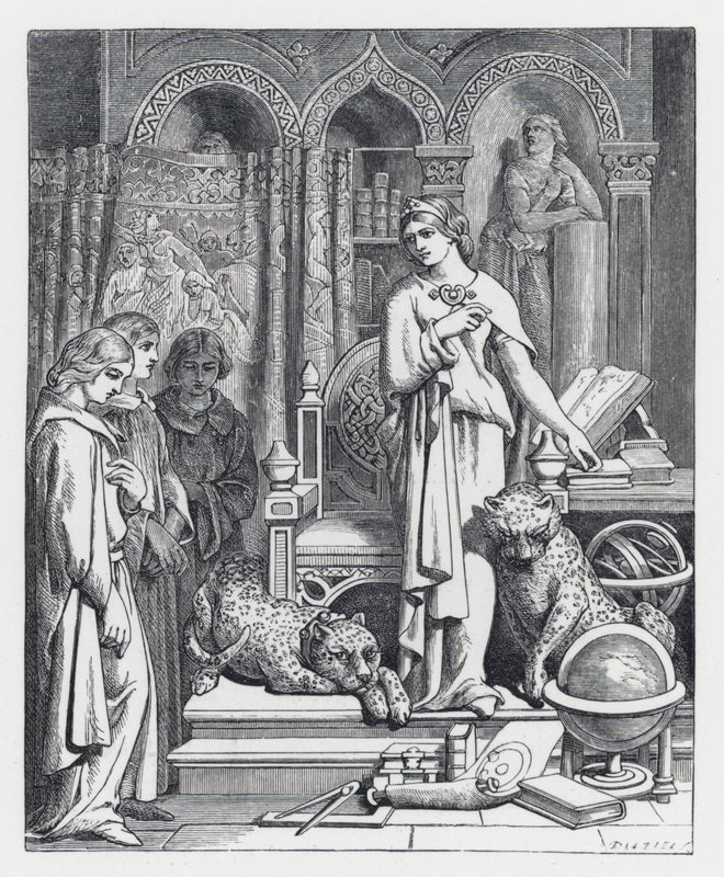 Kuvitus Tennysonin runolle Prinsessa (kaiverrus) tekijältä Daniel (after) Maclise