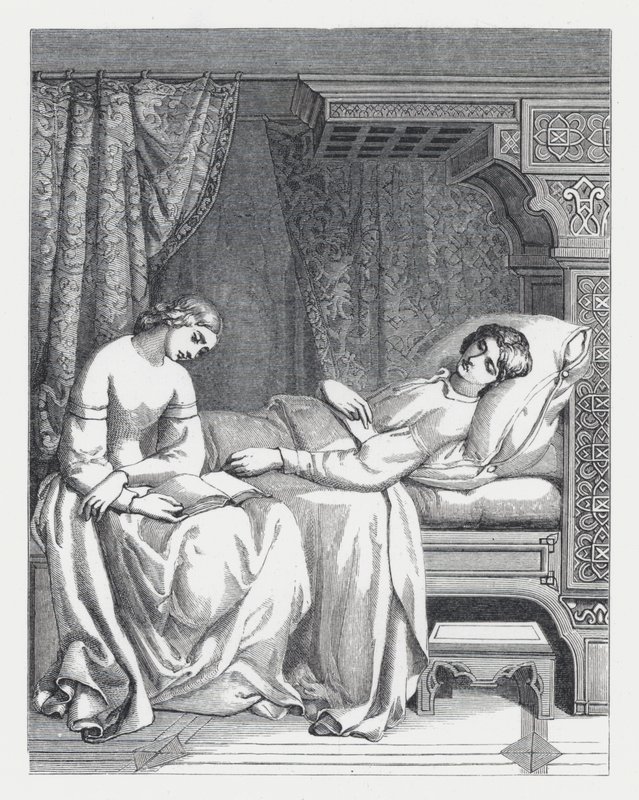Kuvitus Tennysonin runolle Prinsessa (kaiverrus) tekijältä Daniel (after) Maclise
