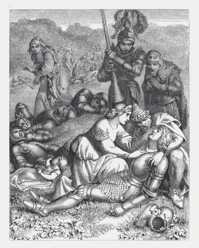 Kuvitus Tennysonin runolle Prinsessa (kaiverrus) tekijältä Daniel (after) Maclise