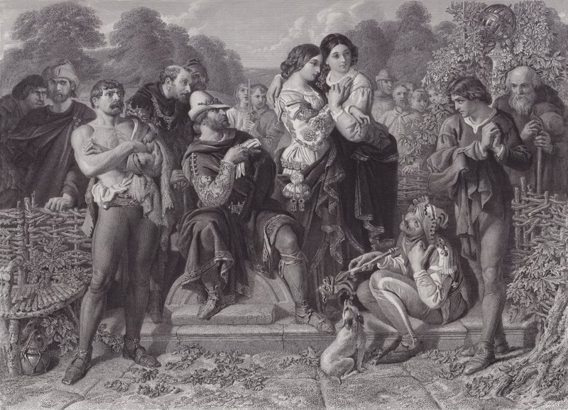 Orlando and the Wrestler, "As You Like It" (kaiverrus) tekijältä Daniel (after) Maclise