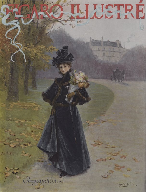 Krysanteemit (krysanteemit). Le Figaro Illustren kansi, marraskuu 1896 tekijältä Daniel Hernandez