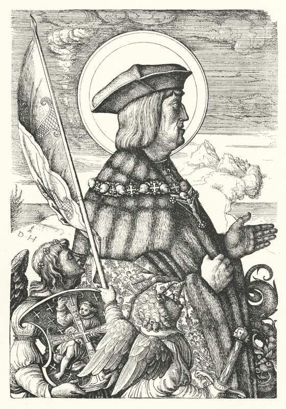 Maximilian I, Pyhän Rooman keisari, Pyhänä Yrjönä tekijältä Daniel Hopfer