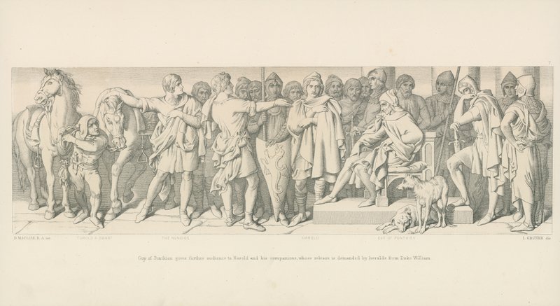Guy of Ponthieu antaa lisää yleisöä Haroldille ja hänen seuralaisilleen, joiden julkaisua vaativat herttua Williamin Heralds tekijältä Daniel Maclise