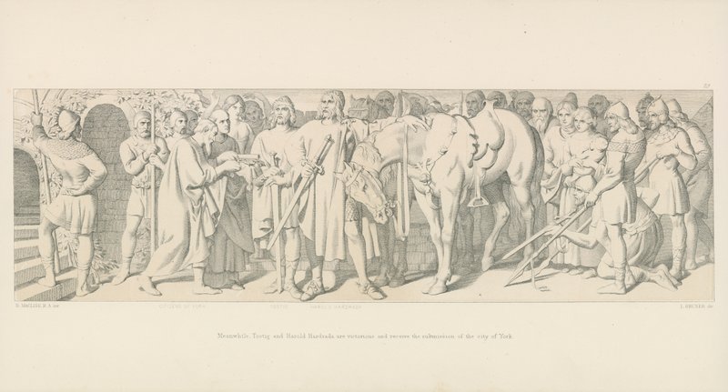 Samaan aikaan Tostig ja Harold Hardrada voittivat ja saavat Yorkin kaupungin esityksen tekijältä Daniel Maclise