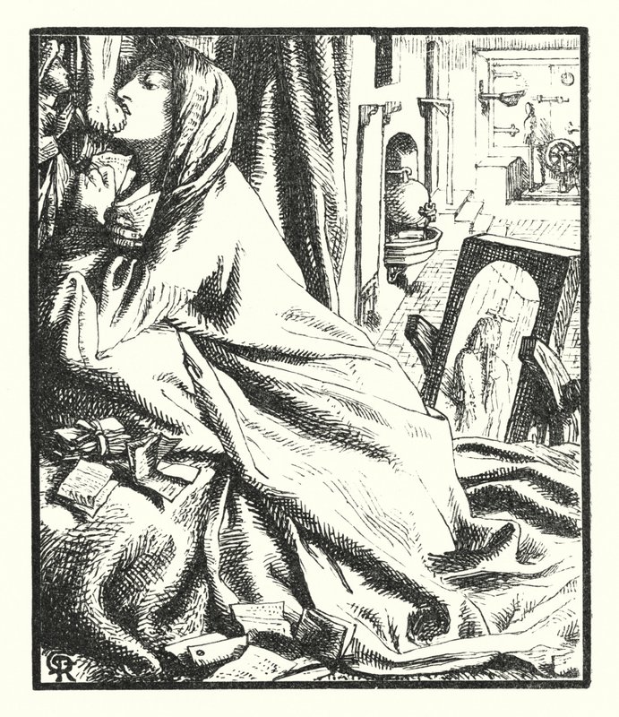 Mariana etelässä (kaiverrus) tekijältä Dante Gabriel (after) Rossetti