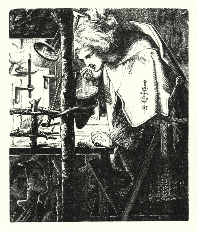 Sir Galahad (kaiverrus) tekijältä Dante Gabriel (after) Rossetti