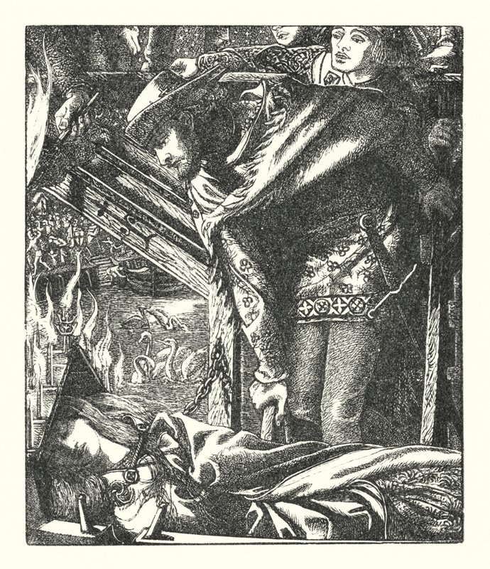 The Lady of Shalott (kaiverrus) tekijältä Dante Gabriel (after) Rossetti