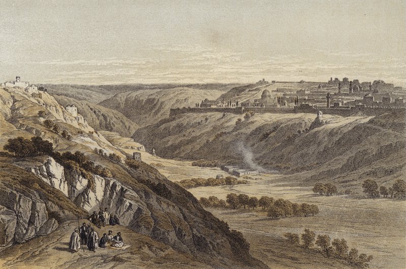 Jerusalem Öljymäeltä (väri litho) tekijältä David (after) Roberts