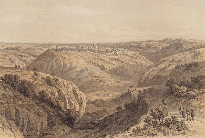 Jerusalem etelästä (väri litho) tekijältä David (after) Roberts