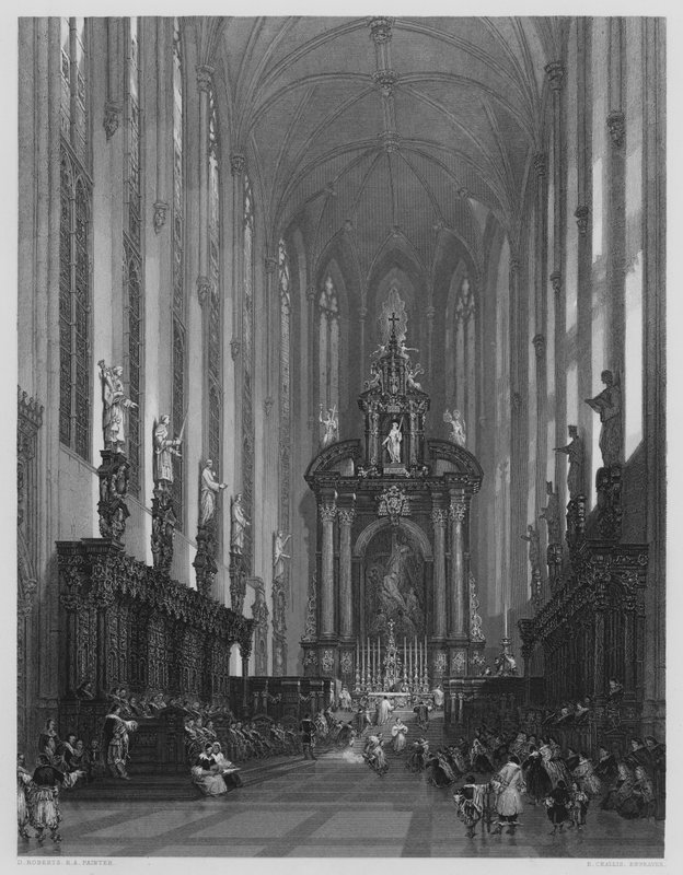 Pyhän Paavalin kirkko Antwerpenin kuvasta Vernonin galleriassa (kaiverrus) tekijältä David (after) Roberts