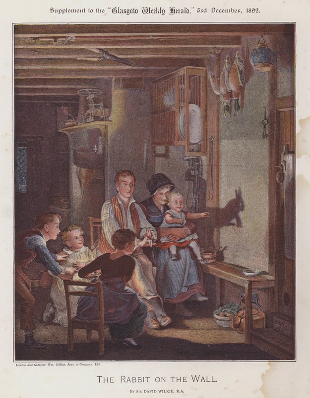 Kani seinällä (väri litho) tekijältä David (after) Wilkie