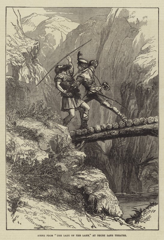 Kohtaus elokuvasta The Lady of the Lake, Drury Lane -teatterissa tekijältä David Henry Friston