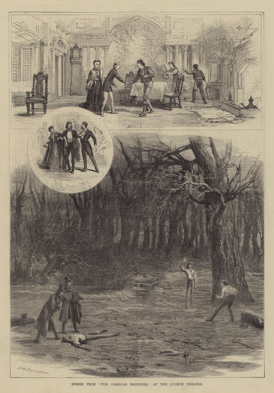 Kohtauksia elokuvasta The Corsican Brothers, Lyceum Theatre tekijältä David Henry Friston