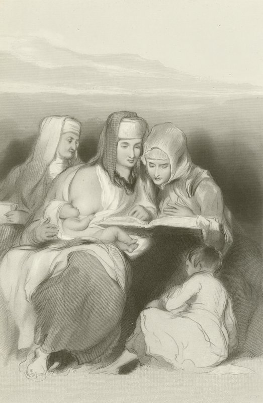 Heprealaiset naiset lukemassa kirjoituksia Jerusalemissa tekijältä David Wilkie