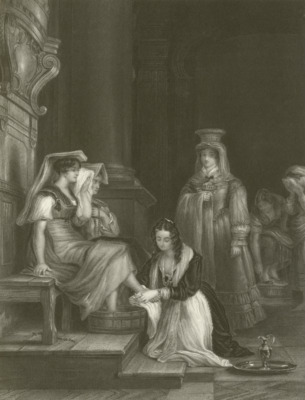 Prinsessa Doria pesee pyhiinvaeltajien jalat tekijältä David Wilkie