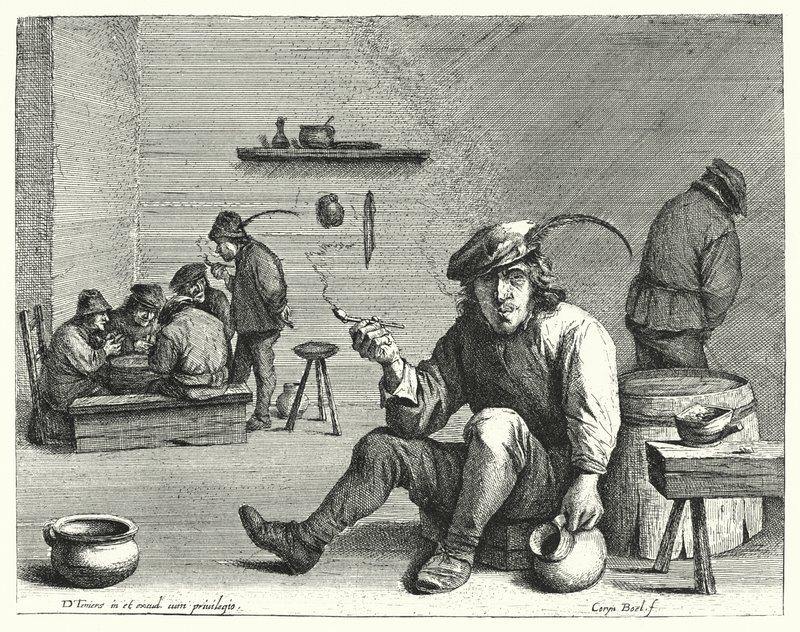 Smoker (kaiverrus) tekijältä David the Younger (after) Teniers