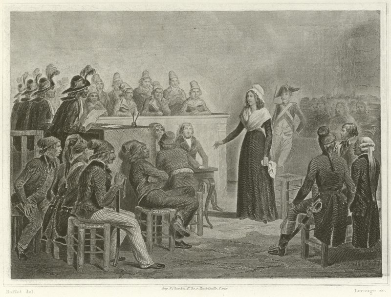Marie Antoinette vallankumoustuomioistuimessa tekijältä Denis Auguste Marie Raffet