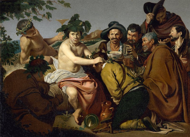 Bacchuksen voitto (chromolitho) tekijältä Diego Rodriguez de Silva y (after) Velazquez