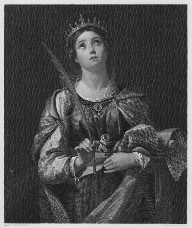 St Catherine, kuvasta Royal Collectionissa (kaiverrus) tekijältä Domenichino