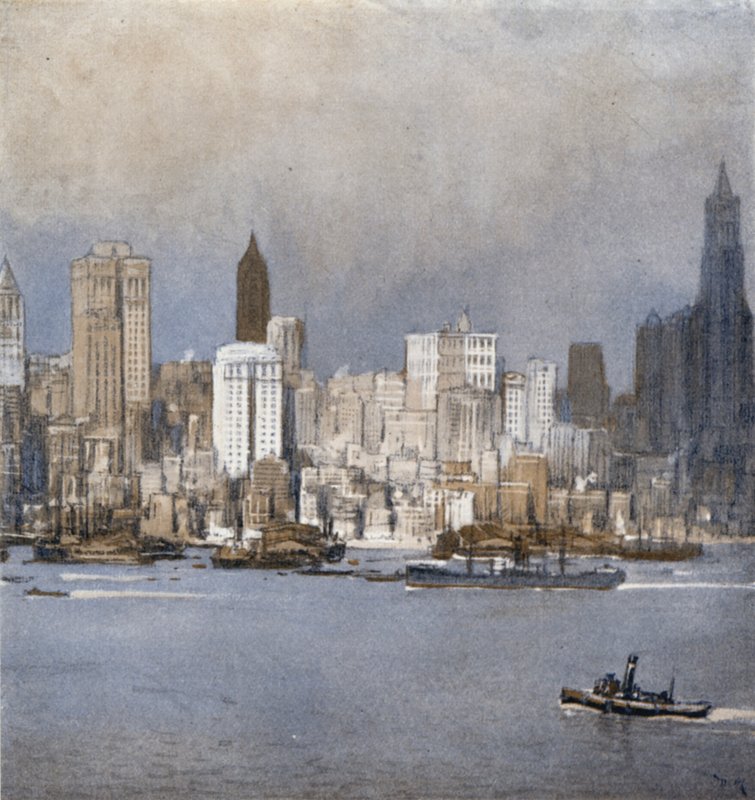 New York lahdelta (väri litho) tekijältä Donald (after) Maxwell