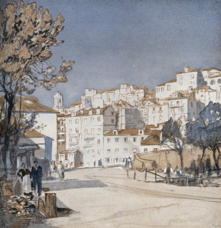 Vanha Lissabon tänään (väri litho) tekijältä Donald (after) Maxwell