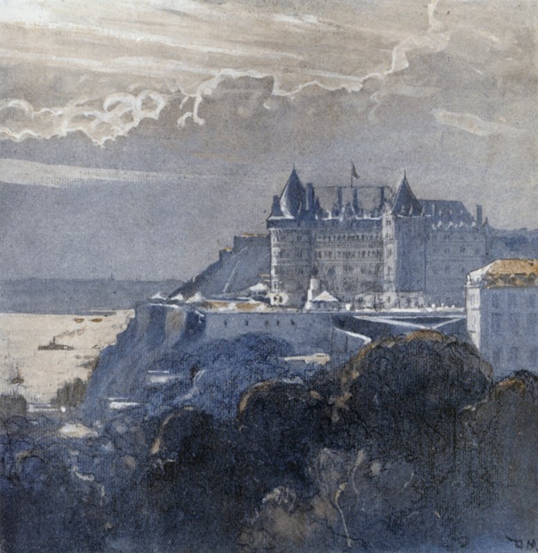 Quebec ja Chateau Frontenac (väri litho) tekijältä Donald (after) Maxwell