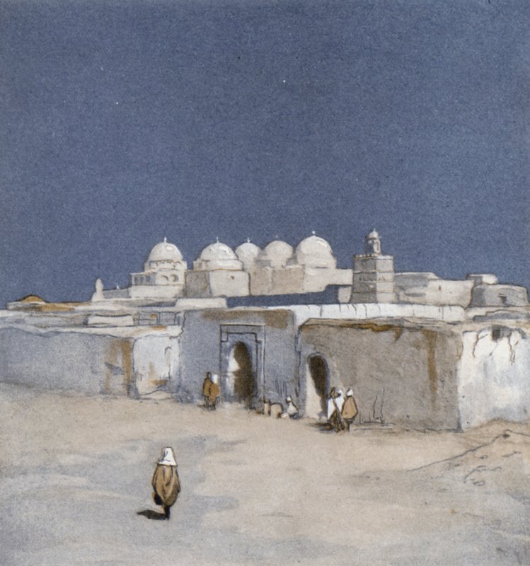 Miekkojen moskeija Kairouanissa (väri litho) tekijältä Donald (after) Maxwell