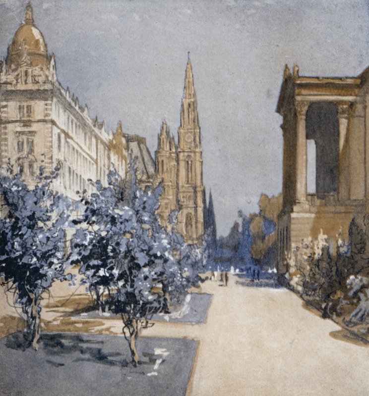 Wien näkyvissä (väri litho) tekijältä Donald (after) Maxwell