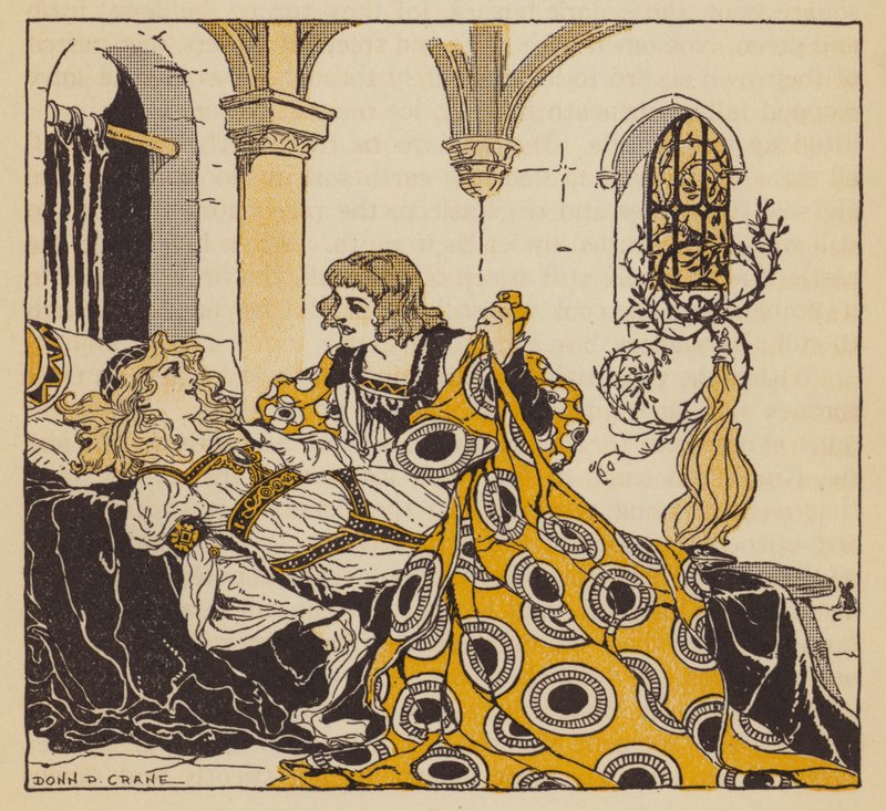 Prinsessa Ruusunen (väri litho) tekijältä Donn P. Crane