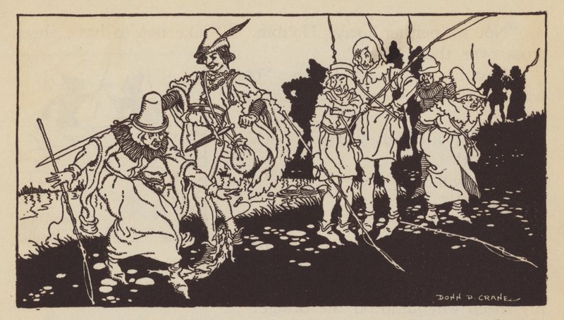 Gothamin viisaat, englantilainen kansantarina (litho) tekijältä Donn P. Crane