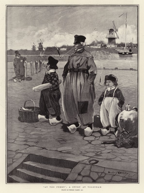 The Ferryssä, tutkimus Volendamissa tekijältä Dudley Hardy