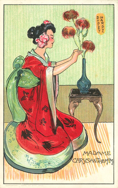 Madame Chrysanthemum, Pierre Lotin romaanista (värilitho) tekijältä Dudley Hardy