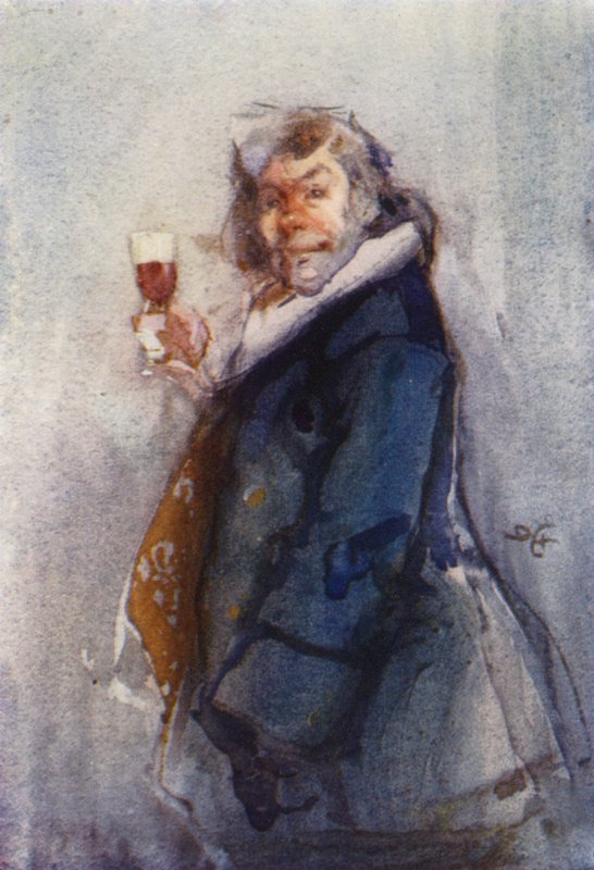 The Toper, aikasketch, London Sketch Club (värilitho) tekijältä Dudley Hardy