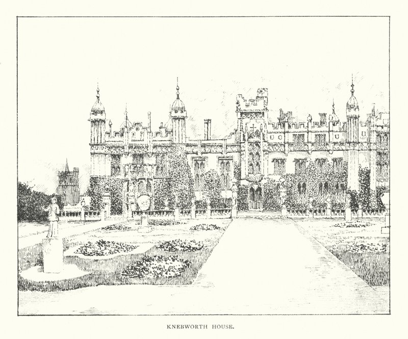 Knebworth House (litografia) tekijältä Duncan Moul