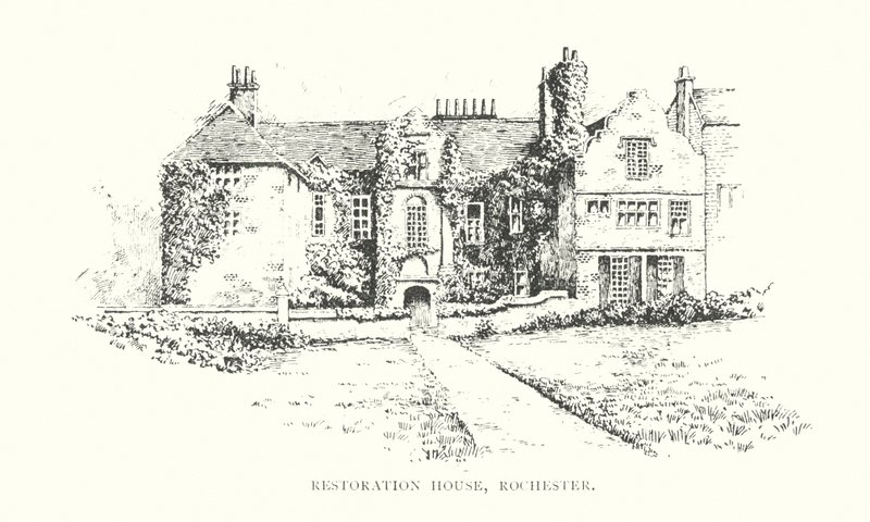 Restoration House, Rochester (litografia) tekijältä Duncan Moul