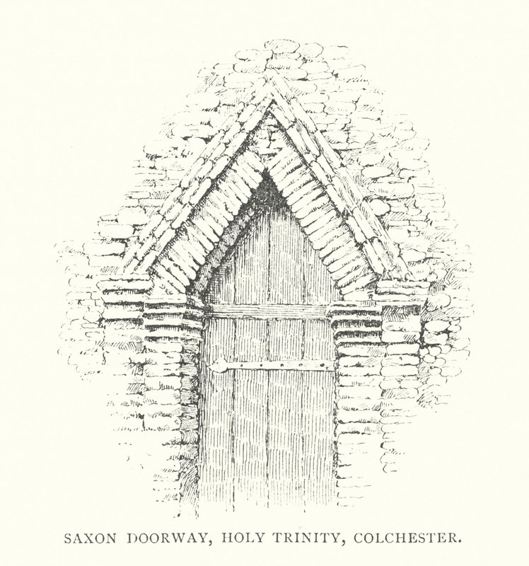 Saksialainen oviaukko, Holy Trinity, Colchester (litografia) tekijältä Duncan Moul