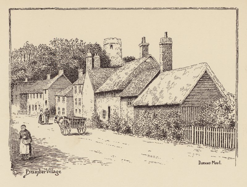 Sussex: Bramber Village (litografia) tekijältä Duncan Moul