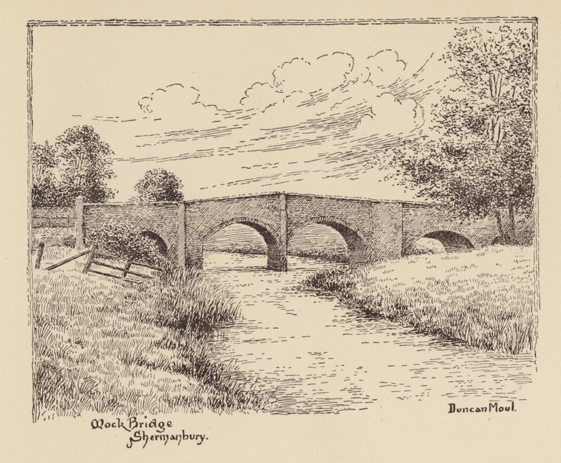 Sussex: Mock Bridge, Shermanbury (litografia). tekijältä Duncan Moul