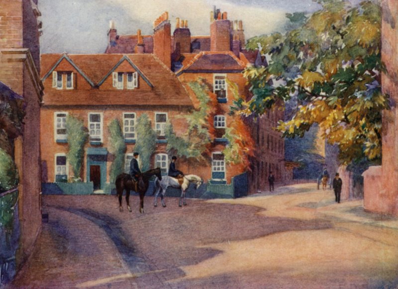 Eton: Common Lane House (väri litho) tekijältä E. D. Brinton
