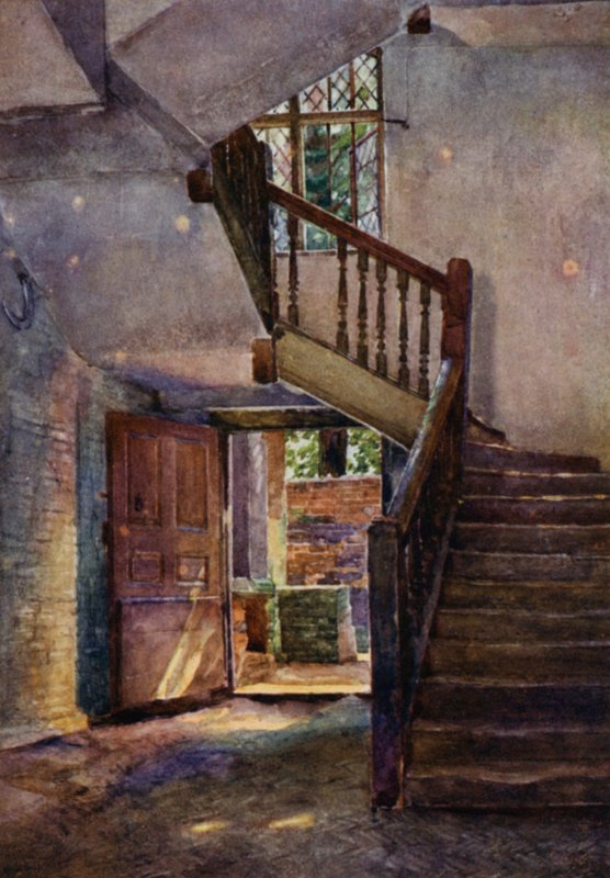 Eton: Old Brewhousen sisustus (väri litho) tekijältä E. D. Brinton