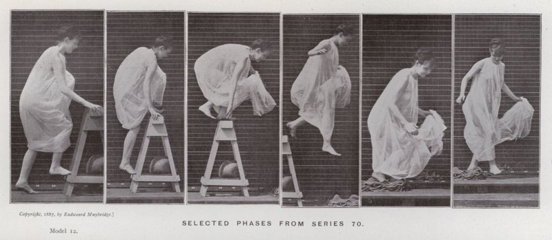 Ihmishahmo liikkeessä: Valitut vaiheet sarjasta 70 (m/v kuva) tekijältä Eadweard Muybridge