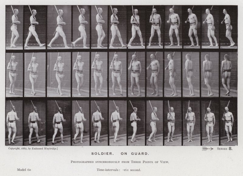 Ihmishahmo liikkeessä: Sotilas, vartioimassa (m/w kuva) tekijältä Eadweard Muybridge