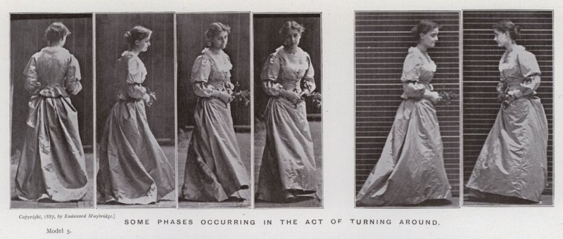 Ihmishahmo liikkeessä: Jotkut kääntymisen vaiheet (m/w kuva) tekijältä Eadweard Muybridge