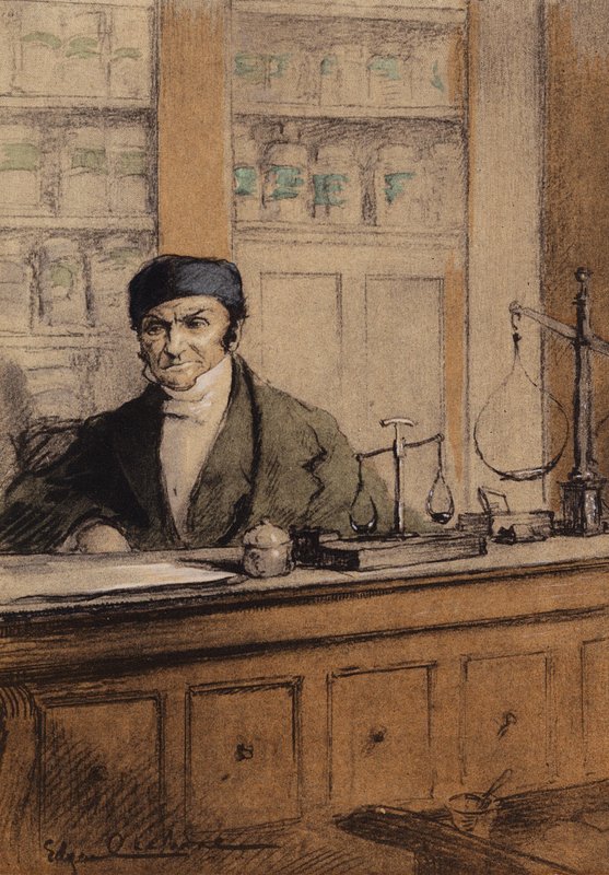 Gustave Flaubertin Madame Bovaryn kuvitus (väriliitos). tekijältä Edgar Chahine