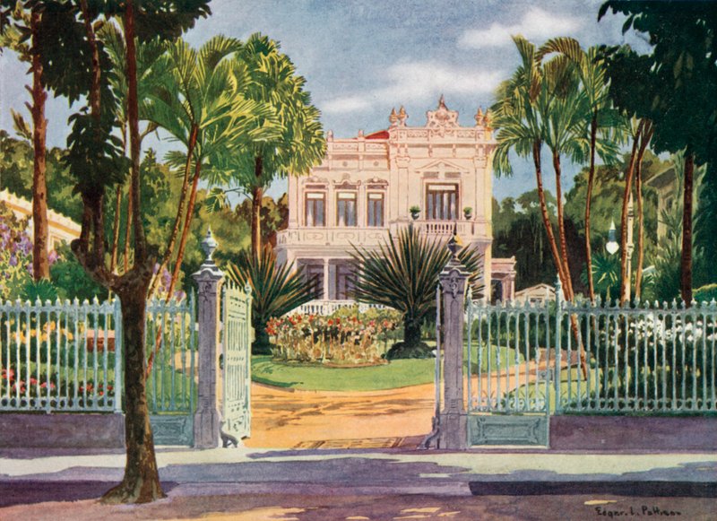 Kreivi Paulo de Frontinin asuinpaikka, Petropolis (väri litho) tekijältä Edgar L. Pattison
