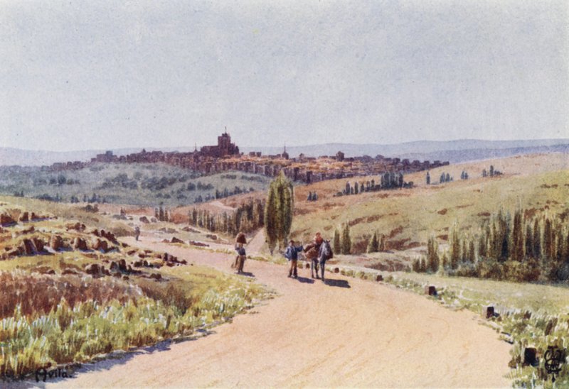 Pohjois-Espanja: Avila, luoteesta (väri litho) tekijältä Edgar T. A. Wigram