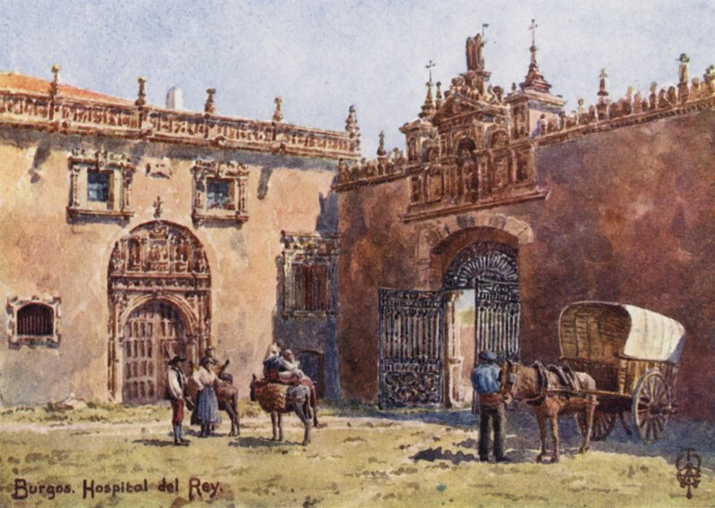 Pohjois-Espanja: Burgos, Hospital del Rey (värilitho) tekijältä Edgar T. A. Wigram