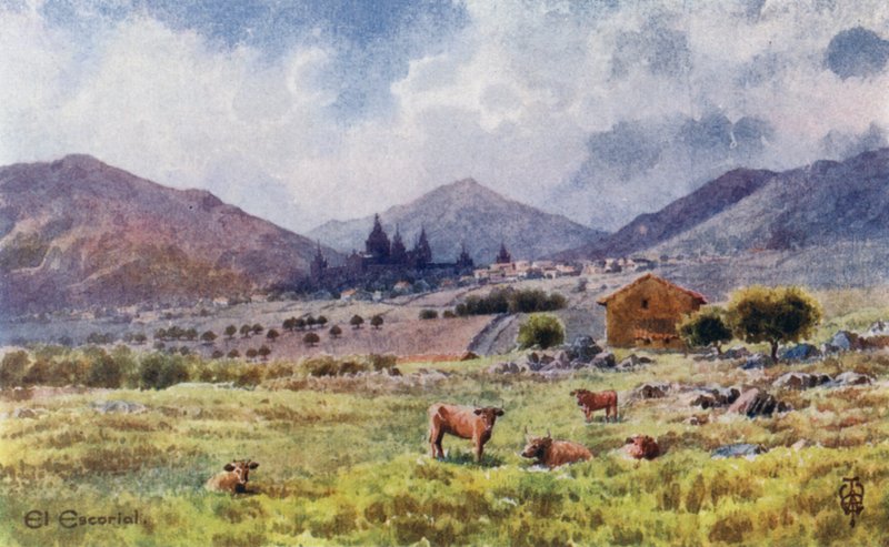 Pohjois-Espanja: Escorial, idästä (väri litho) tekijältä Edgar T. A. Wigram