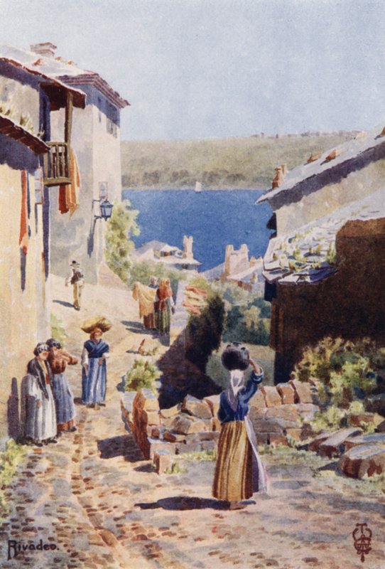 Pohjois-Espanja: Rivadeo, Sataman lähestyminen (väri litho) tekijältä Edgar T. A. Wigram